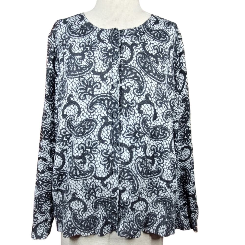 Lane Bryant Black and Gray Cardigan Sweater Size Large